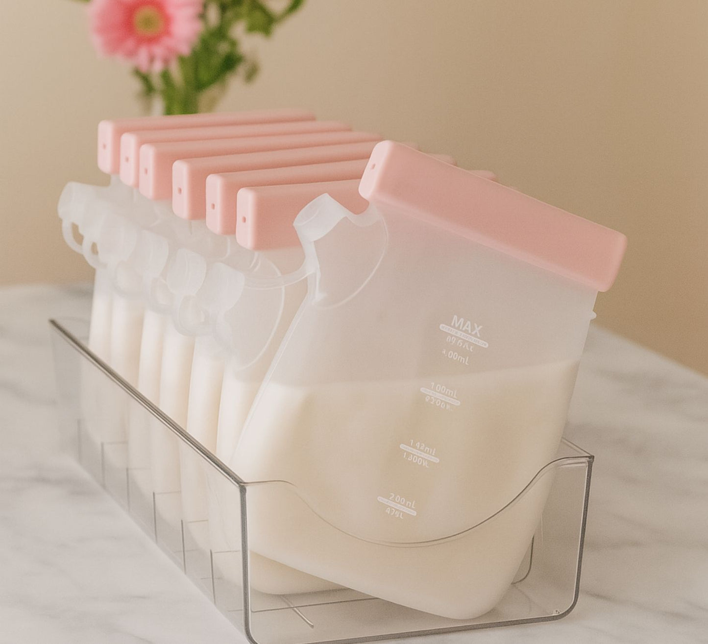 Silicone breast milk storage breast
