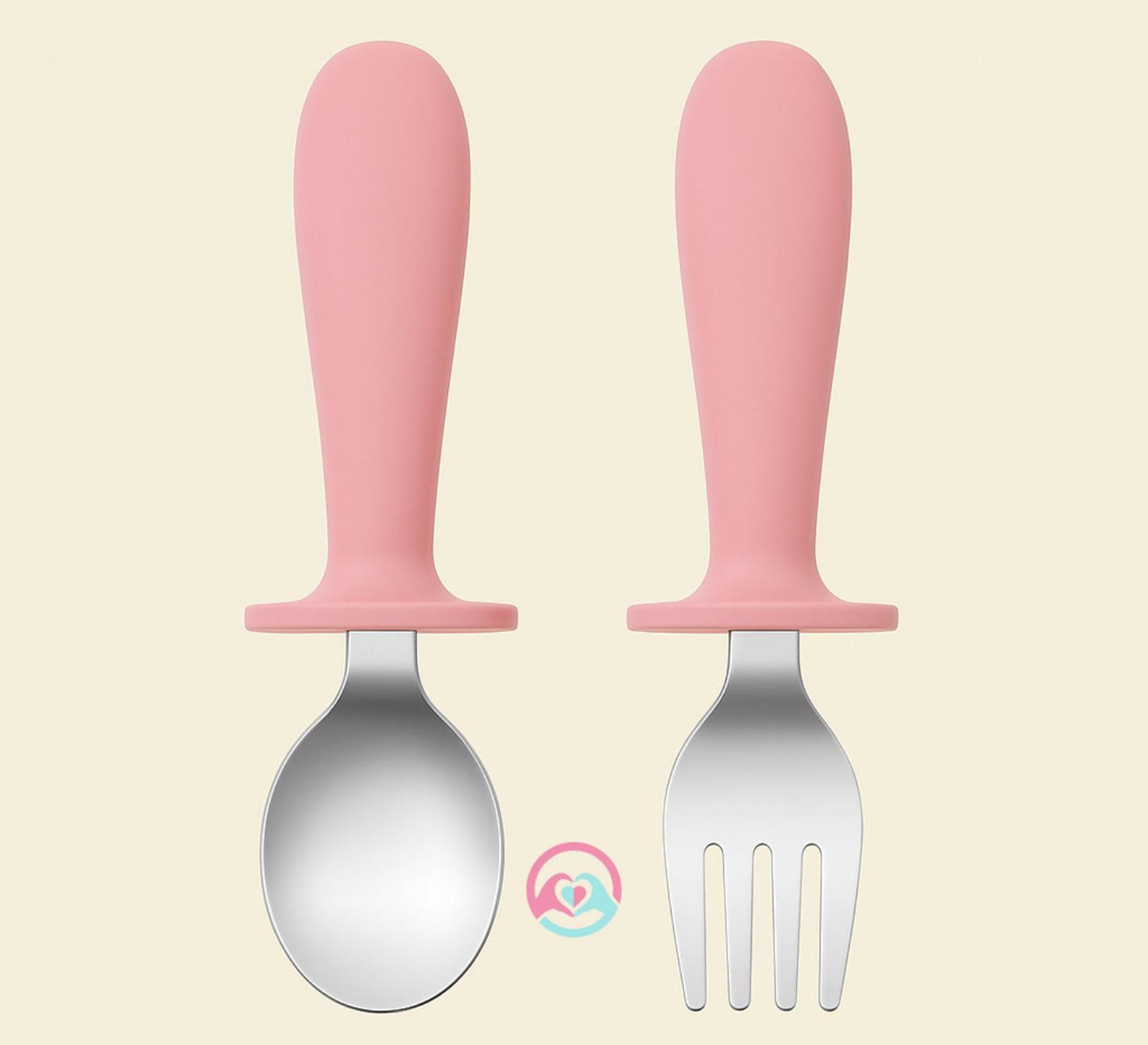 Pink spoon and fork set 