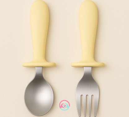 Yellow spoon and fork set 