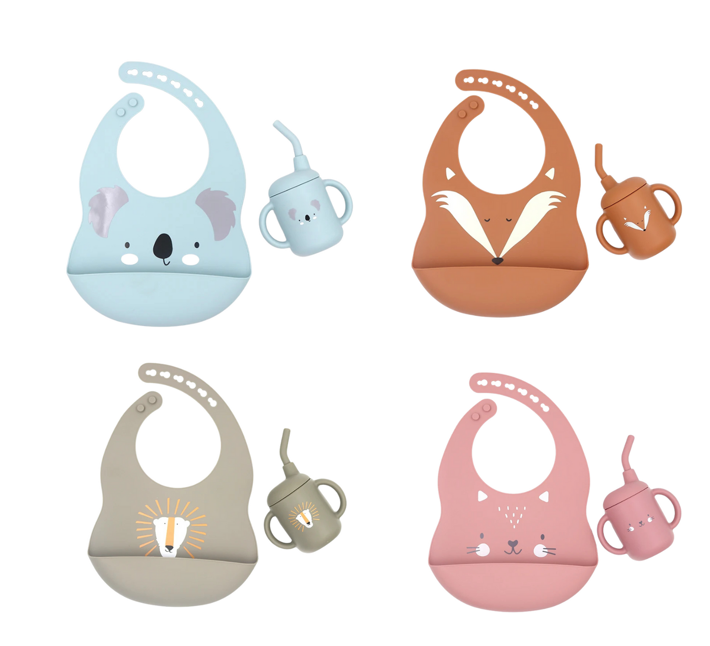 Silicone Bib & Cup Set - Cute and Essential
