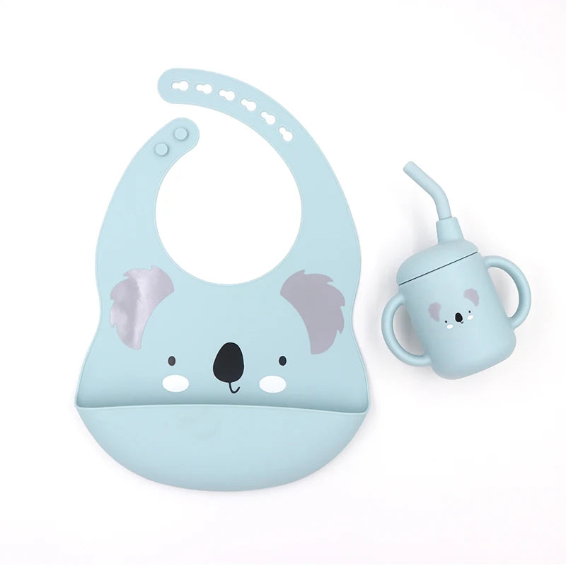Matching Silicone Bib & Cup - Cute and Essential