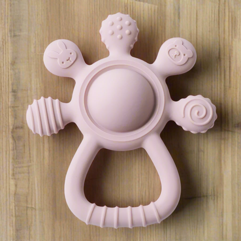 Pink baby silicone teether
