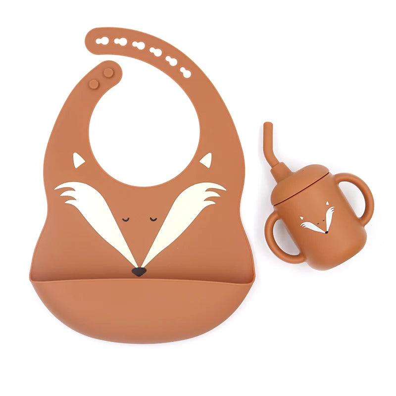 Silicone Bib & Cup Set - Cute and Essential
