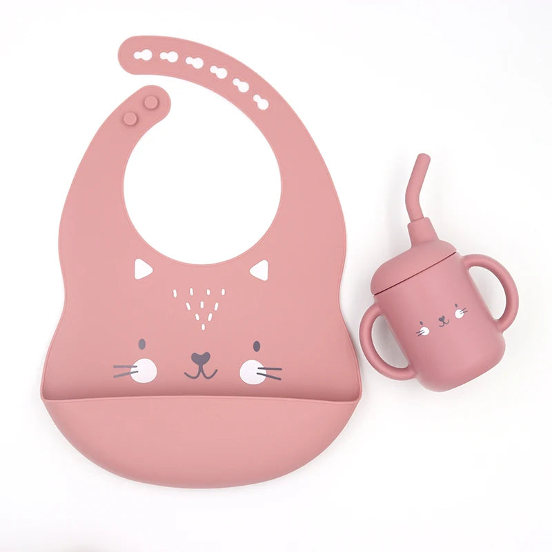 Silicone Bib & Cup Set - Cute and Essential
