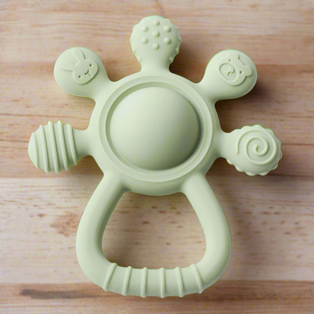 Green baby silicone teether