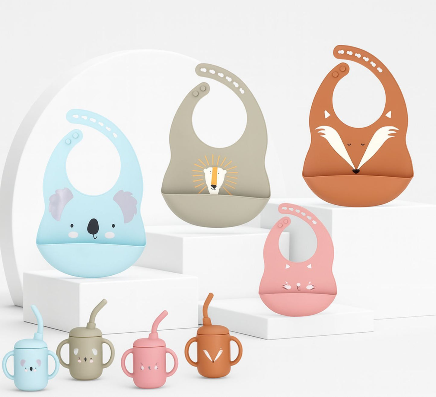 Silicone Bib & Cup Set - Cute and Essential