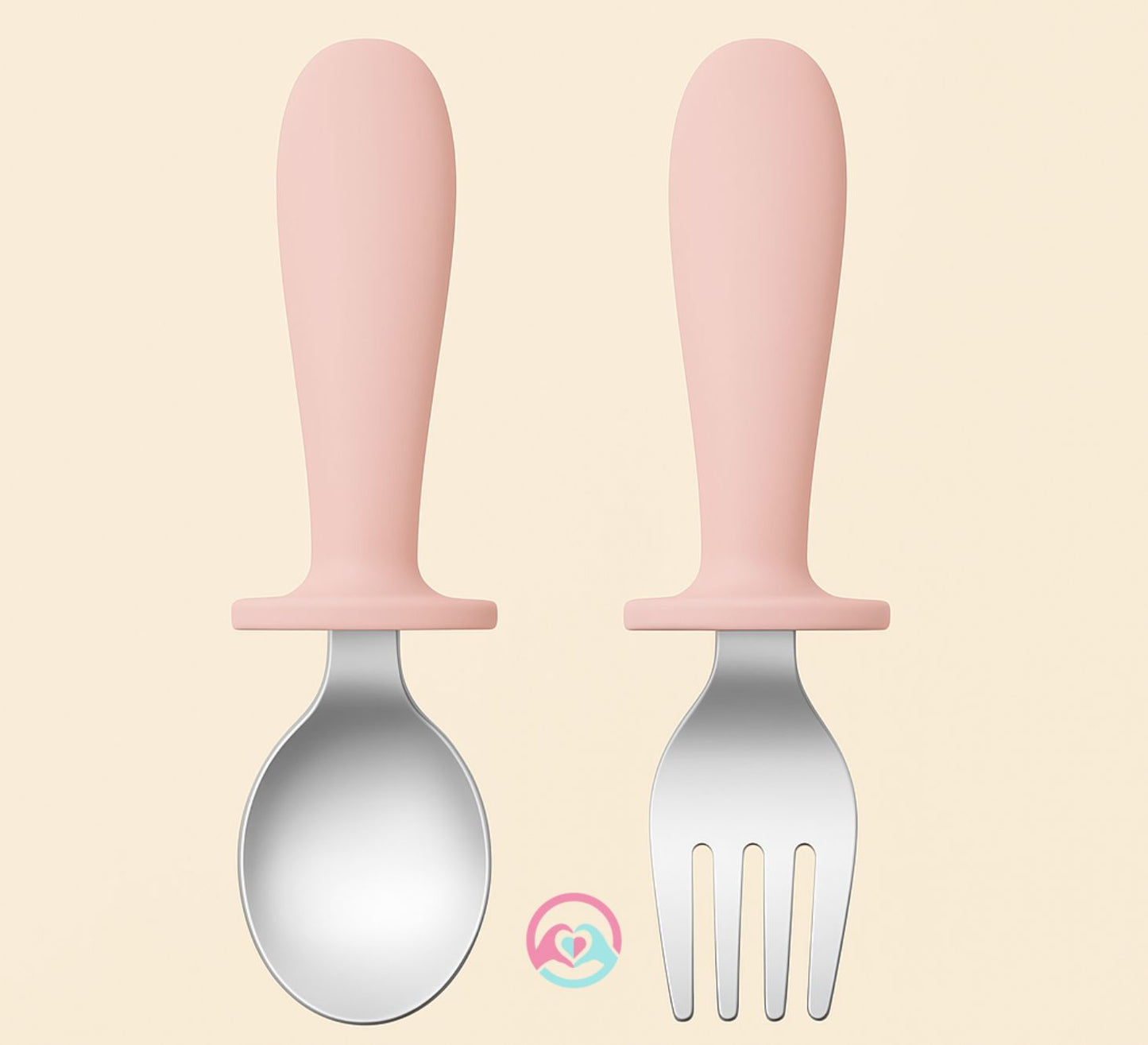 Kids Stainless Steel Fork Spoon Set - Silicone + BPA free